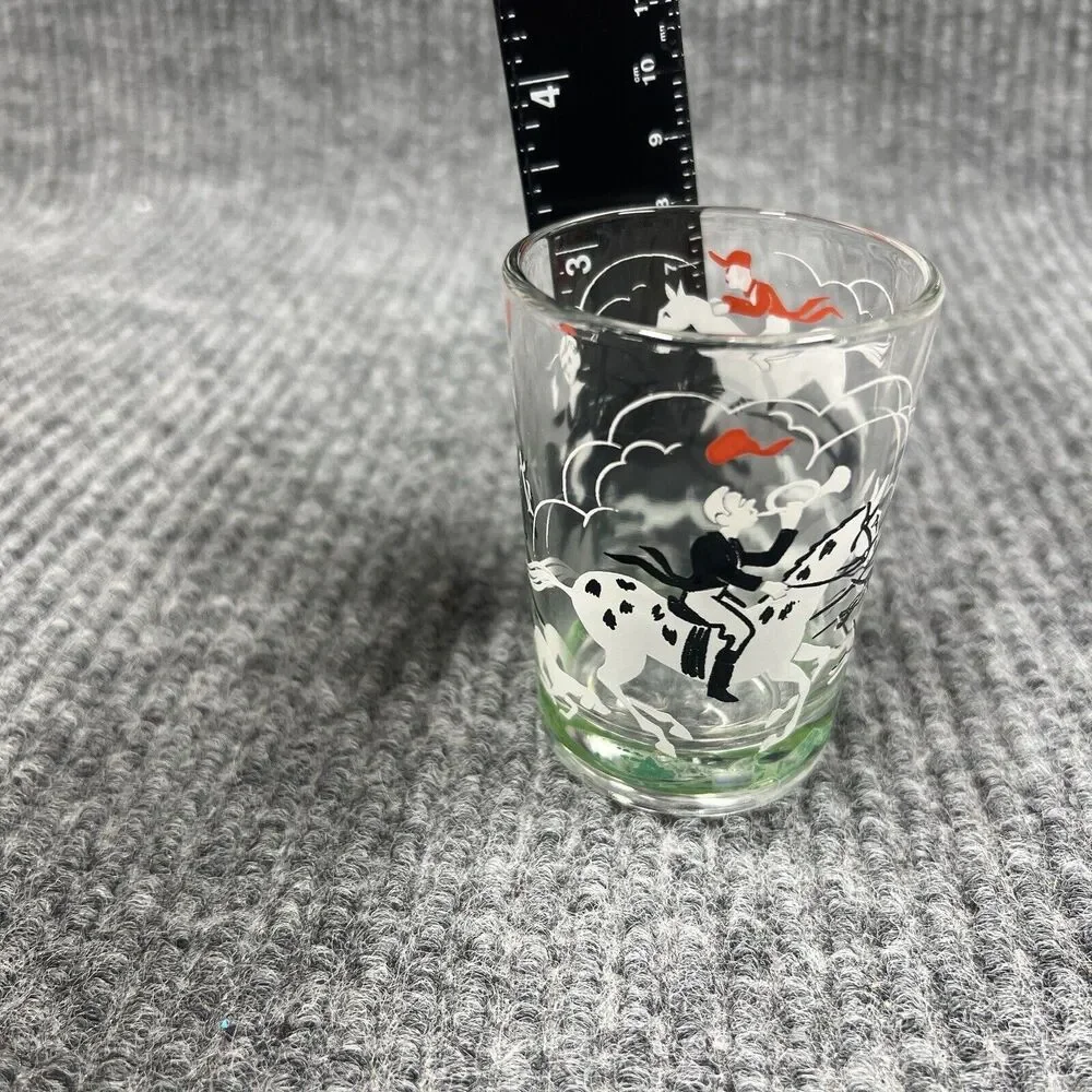 VTG HAZEL‎ ATLAS Glass Fox Hunt Tally Ho Cocktail Martini Shaker & Shot Glasses
